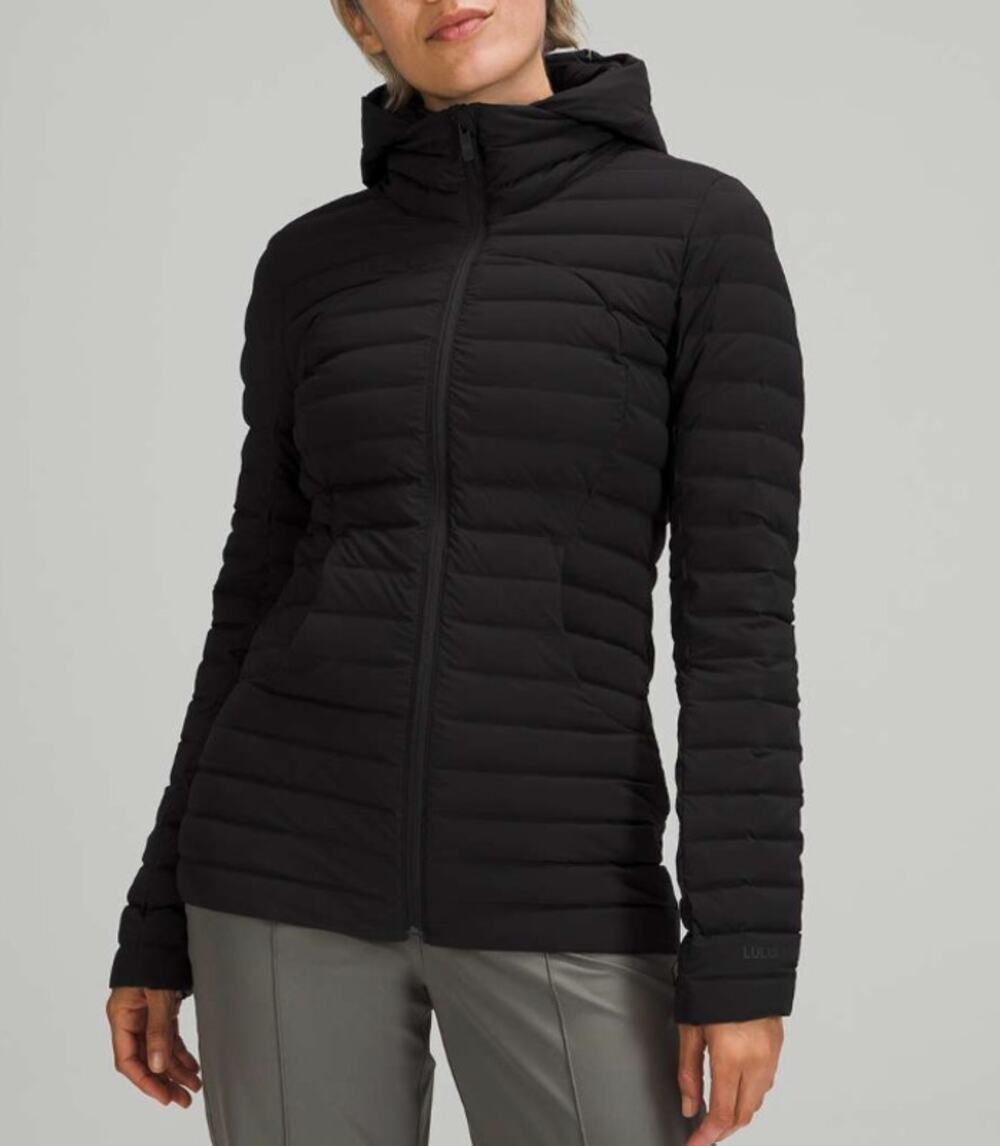 Lululemon Pack It Down Long Sleeve Full Zip Hood Puffer Quilted Jacket Black 8